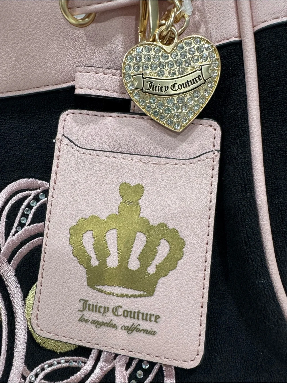 NWT-Juicy Couture Black and Pink Crown Emblem Tote